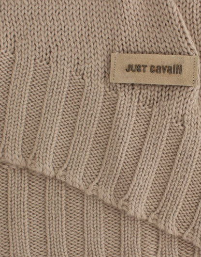 Cavalli Beigefarbener Pullover aus gestrickter Wolle