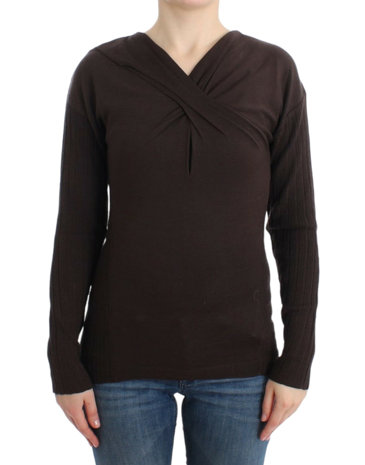 Cavalli Brauner Wollstrickpullover