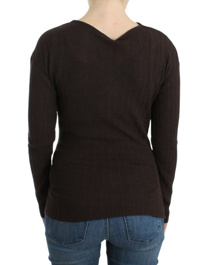 Cavalli Brauner Wollstrickpullover