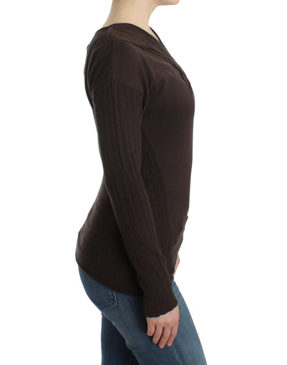 Cavalli Brauner Wollstrickpullover