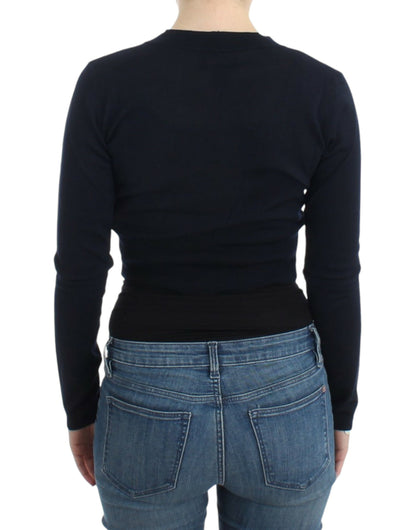 Cavalli Schwarze Strickjacke aus Wolle in Kurzform