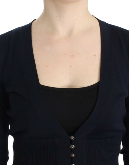 Cavalli Schwarze Strickjacke aus Wolle in Kurzform