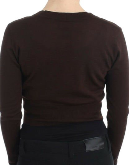 Cavalli Braune Strickjacke aus Wolle
