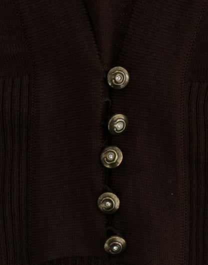 Cavalli Braune Strickjacke aus Wolle