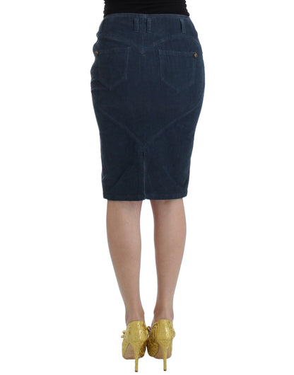 Cavalli Blauer Bleistiftrock aus Kord