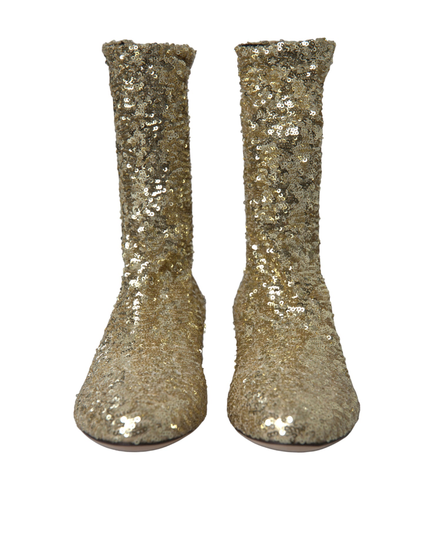 Dolce & Gabbana Kurze Stiefel mit goldenen Pailletten und Stretch-Anteil