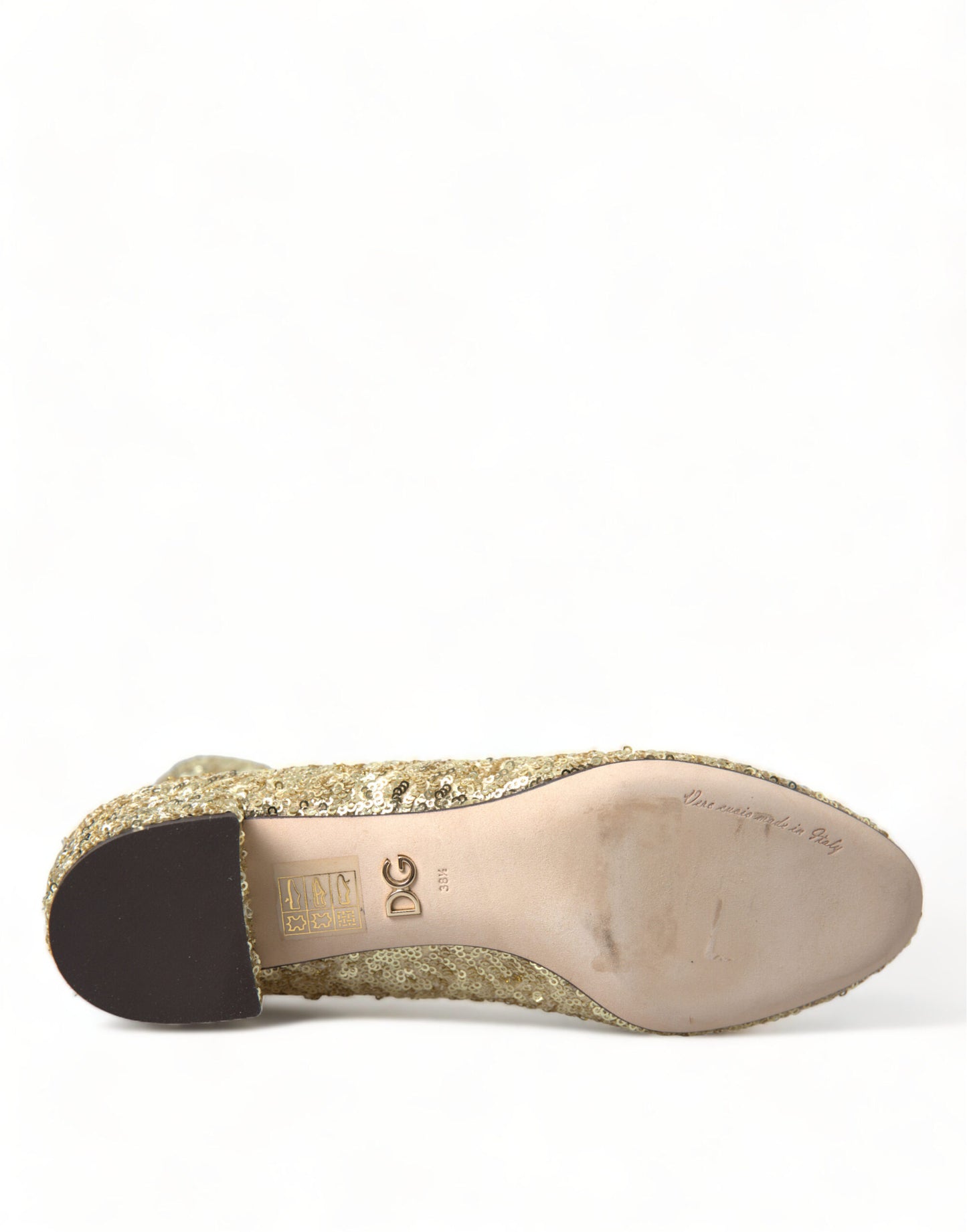 Dolce & Gabbana Kurze Stiefel mit goldenen Pailletten und Stretch-Anteil
