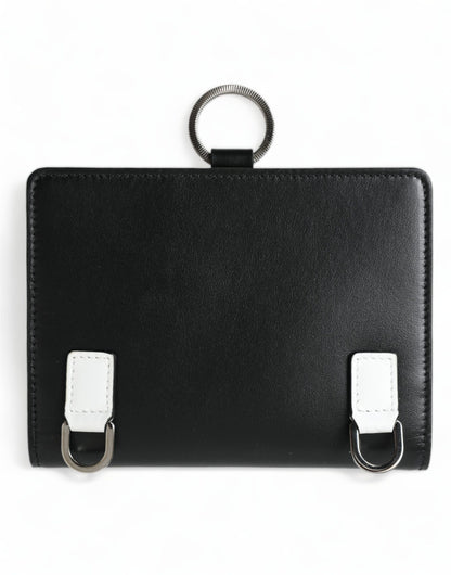 Dolce & Gabbana Schwarzes Leder Crystal verschönert Kartenhalter Brieftasche