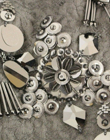 Dolce & Gabbana Schwarzes geblümtes, kristallbesetztes Kleid