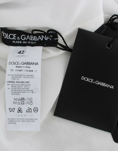 Dolce & Gabbana Silberne paillettenbesetzte Bluse mit Rundhalsausschnitt T-shirt Top
