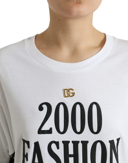 Dolce & Gabbana Weißes T-Shirt mit Slogandruck und Schnürung