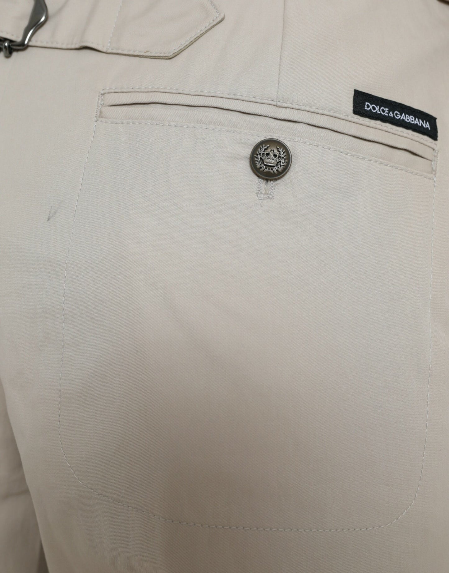 Dolce & Gabbana Beige Baumwollhose mit hoher Taille und konisch zulaufendem Schnitt