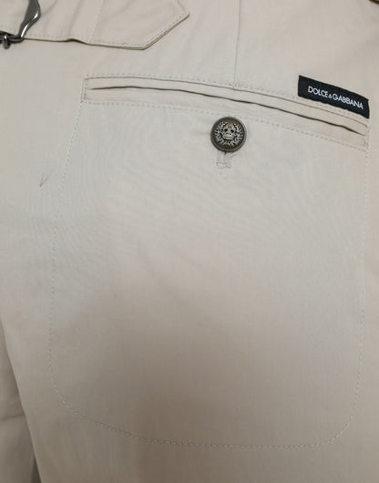 Dolce & Gabbana Beige Baumwollhose mit hoher Taille und konisch zulaufendem Schnitt