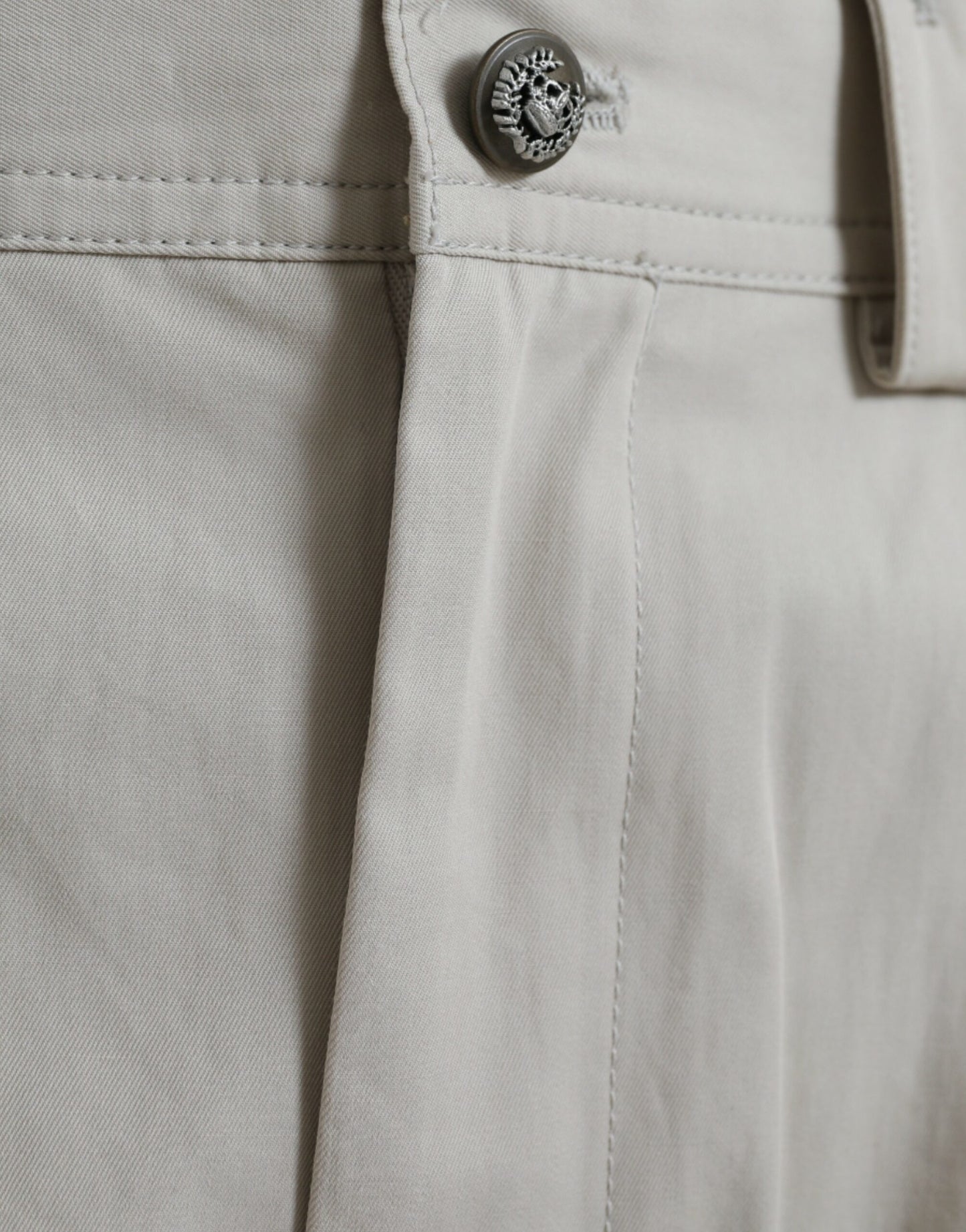 Dolce & Gabbana Beige Baumwollhose mit hoher Taille und konisch zulaufendem Schnitt