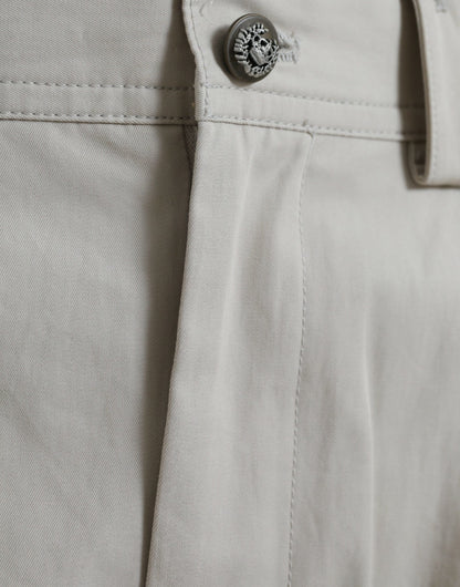 Dolce & Gabbana Beige Baumwollhose mit hoher Taille und konisch zulaufendem Schnitt