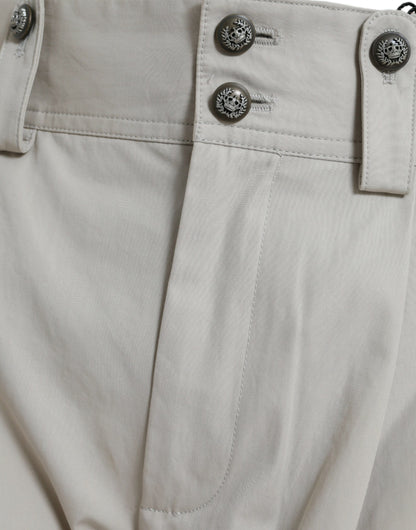 Dolce & Gabbana Beige Baumwollhose mit hoher Taille und konisch zulaufendem Schnitt