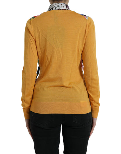 Dolce & Gabbana Mehrfarbiger Patchwork-Henley-Pullover aus Kaschmir