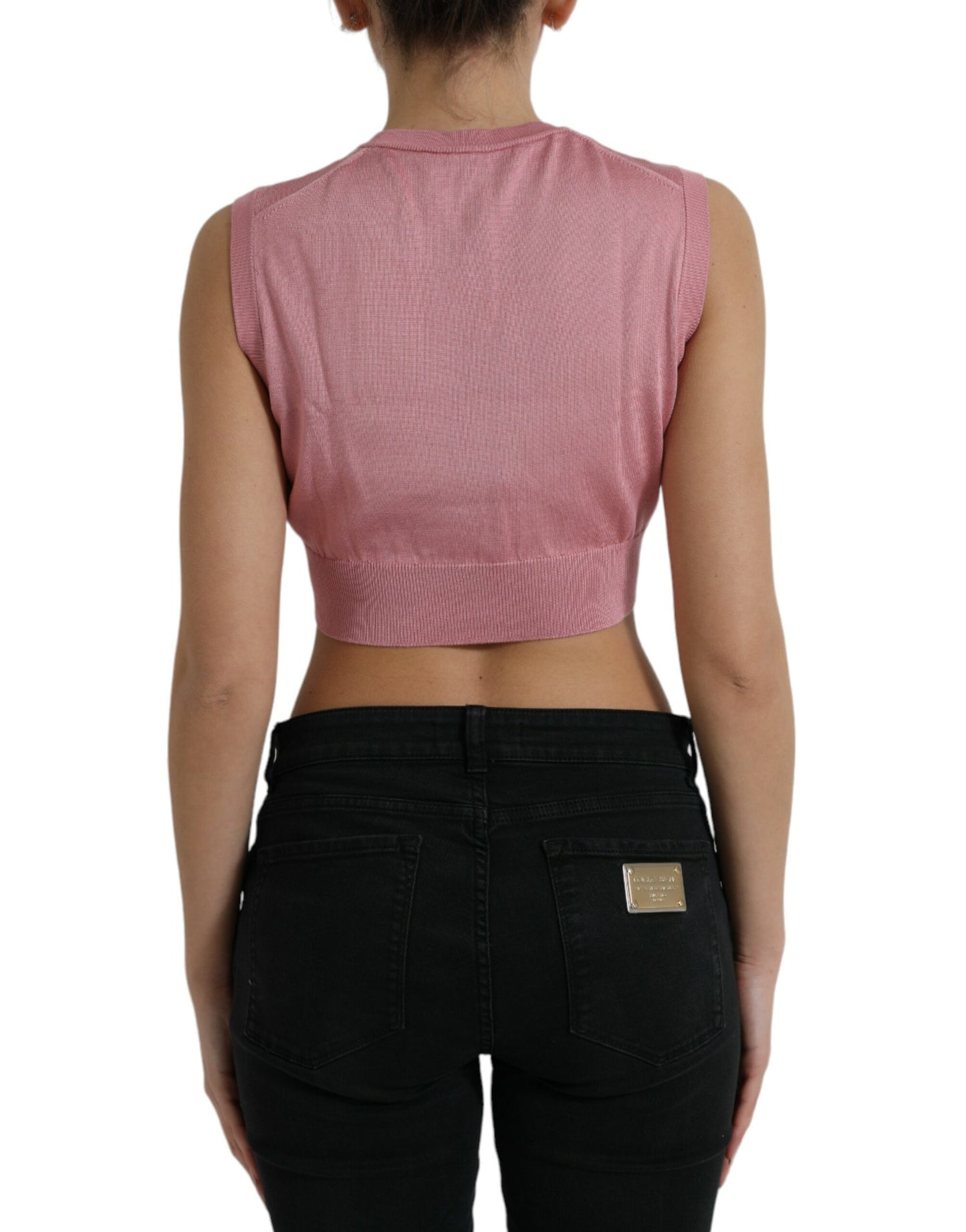Dolce & Gabbana Pinkes ärmelloses Tank-Top mit Rundhalsausschnitt