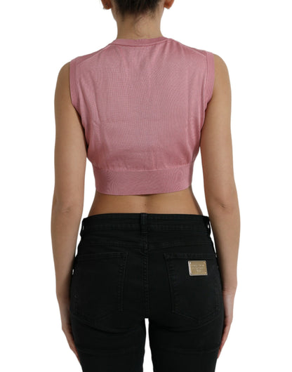 Dolce & Gabbana Pinkes ärmelloses Tank-Top mit Rundhalsausschnitt