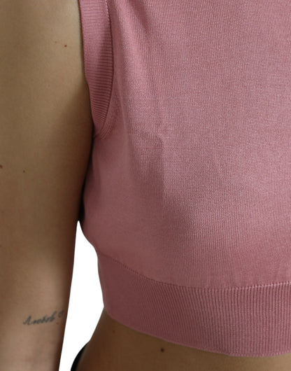 Dolce & Gabbana Pinkes ärmelloses Tank-Top mit Rundhalsausschnitt