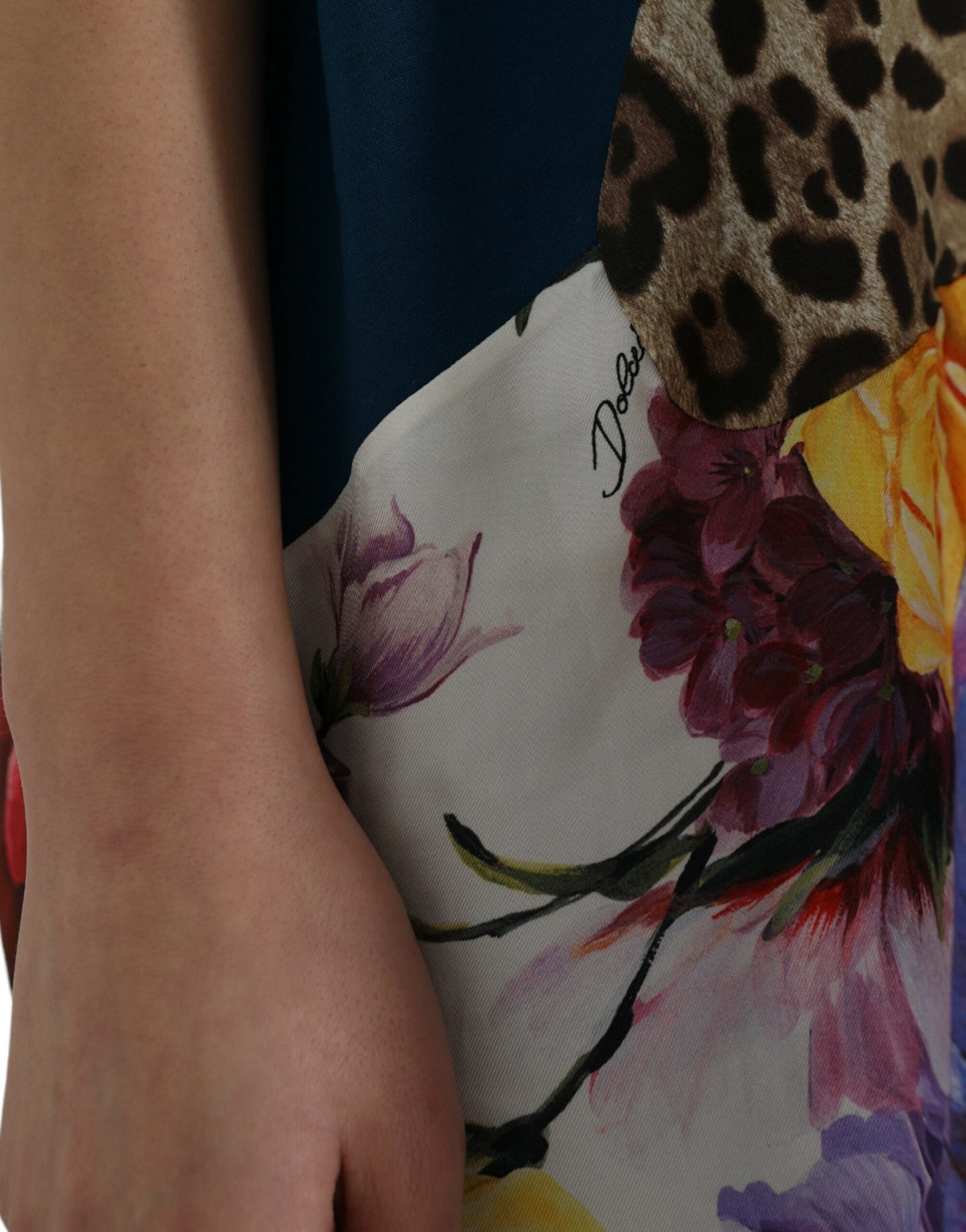 Dolce & Gabbana Multicolor Patchwork-Baumwoll-Seidenbluse Top