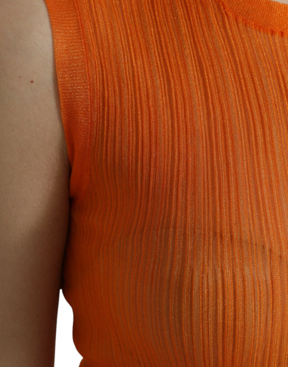 Dolce & Gabbana Orange See Through Rundhalsausschnitt Bluse Tank Top
