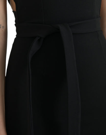 Dolce & Gabbana Schwarzes ärmelloses Midikleid mit Mantelhalter