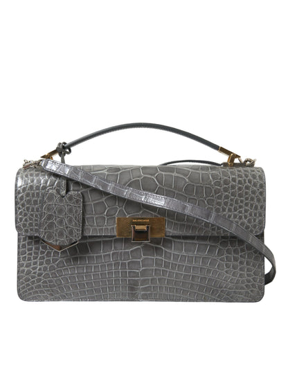 Balenciaga Graue Exotenleder Handtasche Medium Schulter