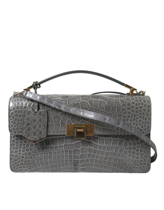 Balenciaga Graue Exotenleder Handtasche Medium Schulter