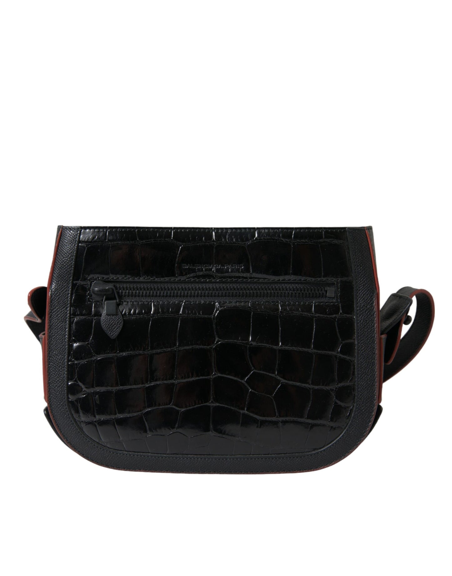 Balenciaga Schwarze Exotenleder Schulter Crossbody Kameratasche