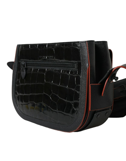 Balenciaga Schwarze Exotenleder Schulter Crossbody Kameratasche