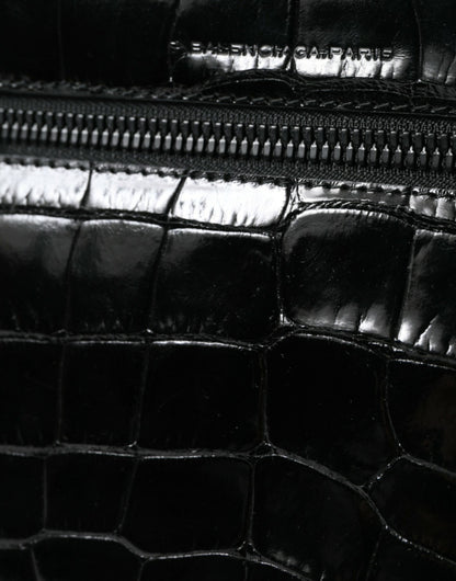 Balenciaga Schwarze Exotenleder Schulter Crossbody Kameratasche