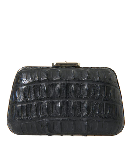 Balenciaga Schwarze Exotenhaut Leder Umhängetasche Crossbody Box Clutch Bag