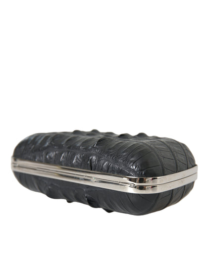 Balenciaga Schwarze Exotenhaut Leder Umhängetasche Crossbody Box Clutch Bag