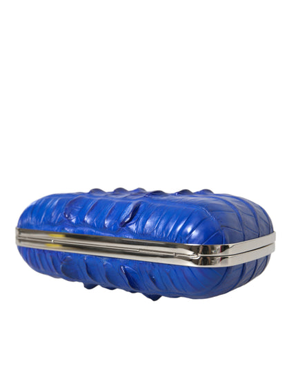 Balenciaga Blaue exotische Haut Leder Schulter Crossbody Box Clutch Tasche