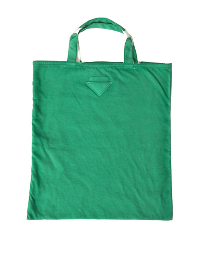 Prada Grüner Jersey Stoff Logo Umhängetasche Einkaufstasche