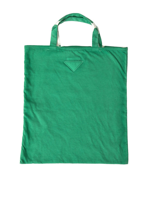 Prada Grüner Jersey Stoff Logo Umhängetasche Einkaufstasche