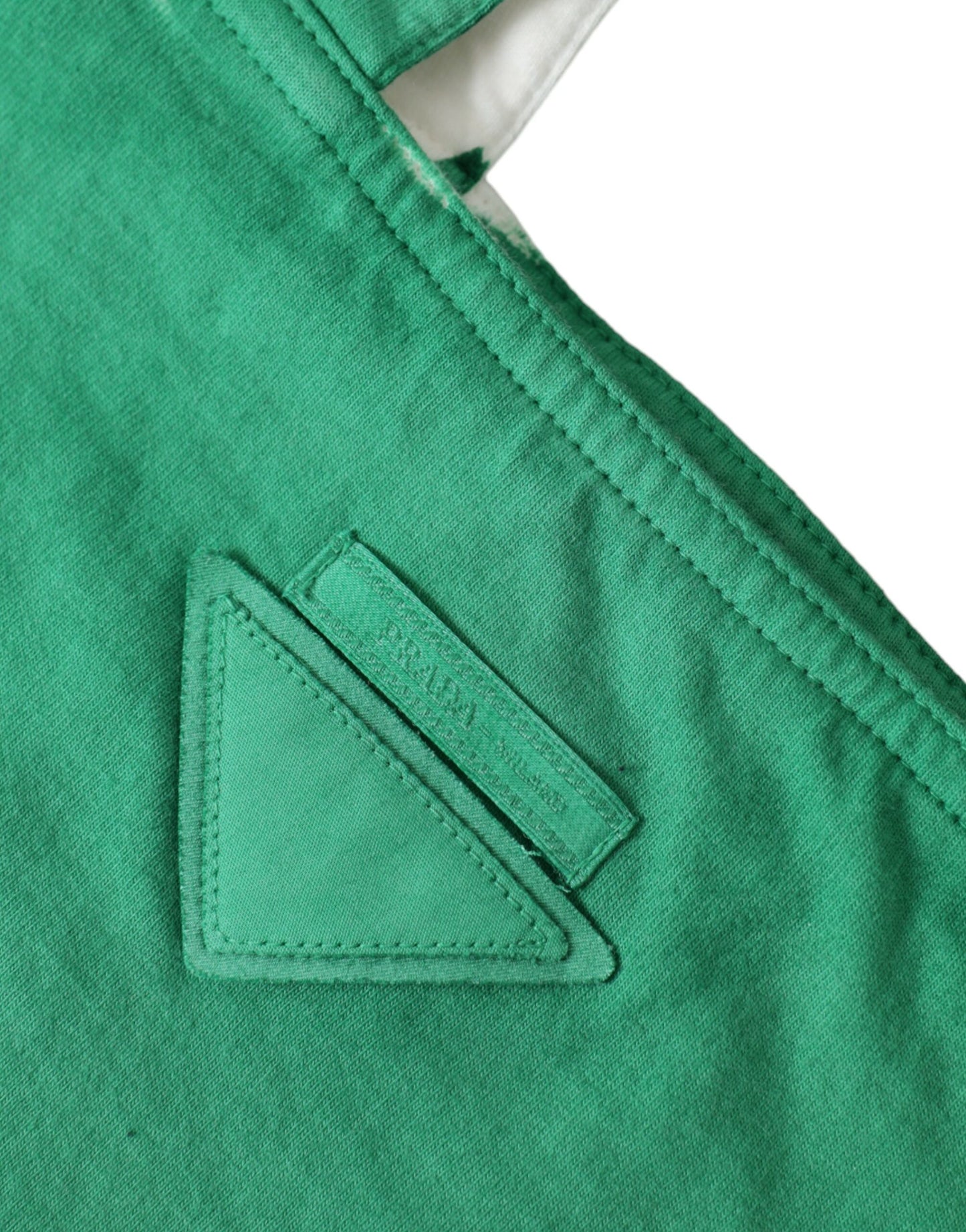 Prada Grüner Jersey Stoff Logo Umhängetasche Einkaufstasche