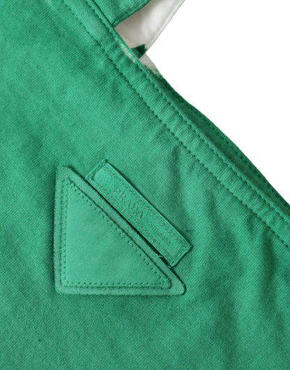 Prada Grüner Jersey Stoff Logo Umhängetasche Einkaufstasche