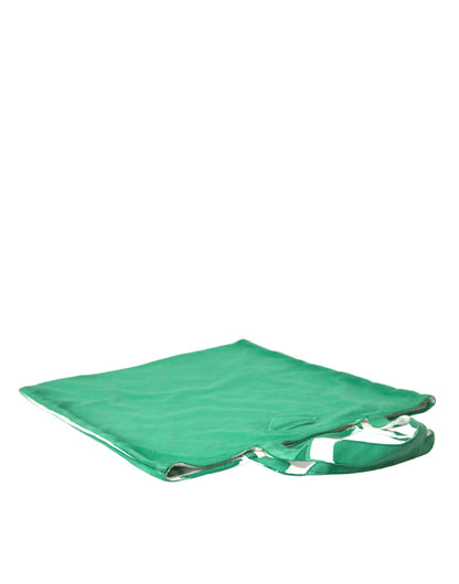 Prada Grüner Jersey Stoff Logo Umhängetasche Einkaufstasche