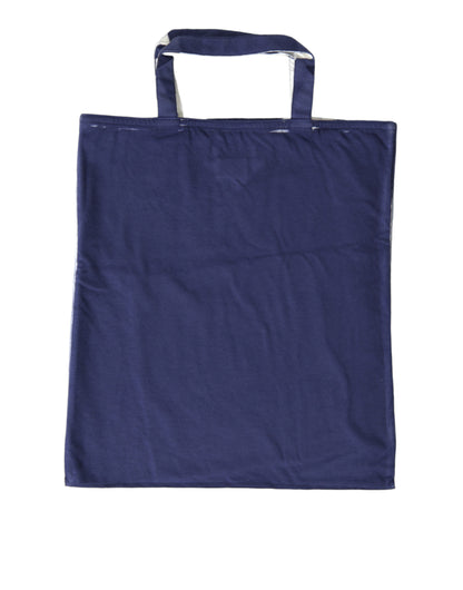 Prada Blauer Jersey Stoff Logo Schultertasche Einkaufstasche Einkaufstasche