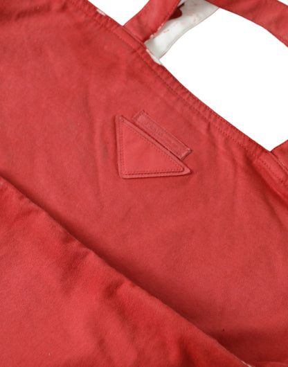 Prada Rote Jersey-Stofflogo-Schulter-Einkaufstasche