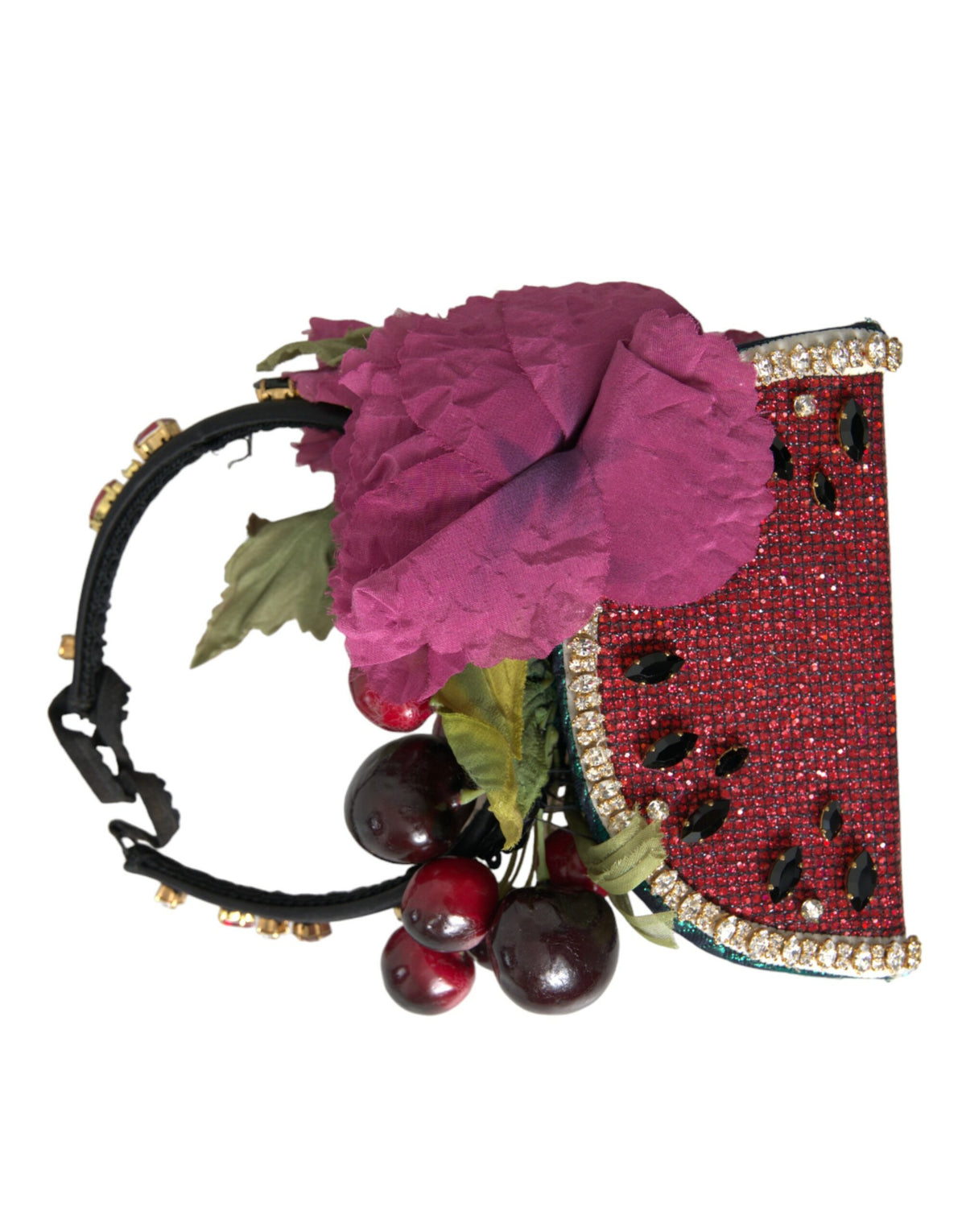 Dolce & Gabbana Mehrfarbiges Stirnband mit Frucht- und Kristalldetails