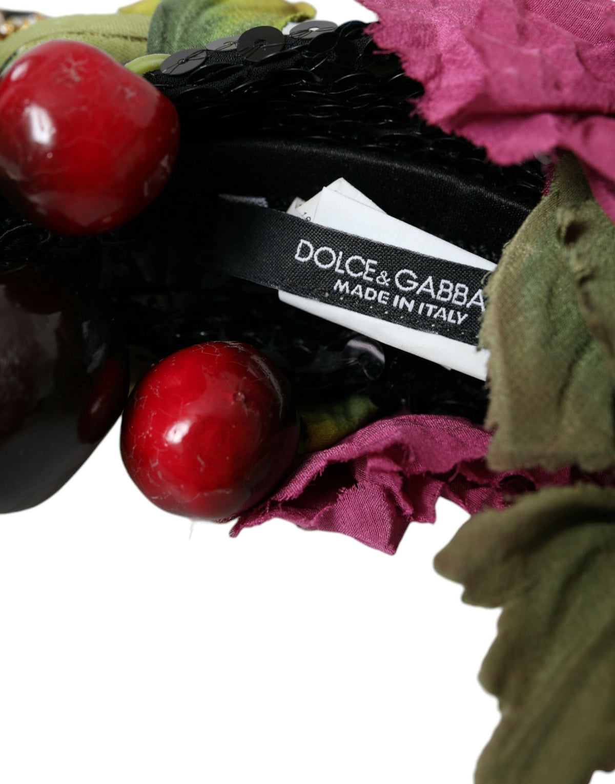 Dolce & Gabbana Mehrfarbiges Stirnband mit Frucht- und Kristalldetails