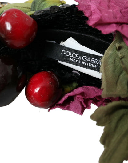 Dolce & Gabbana Mehrfarbiges Stirnband mit Frucht- und Kristalldetails