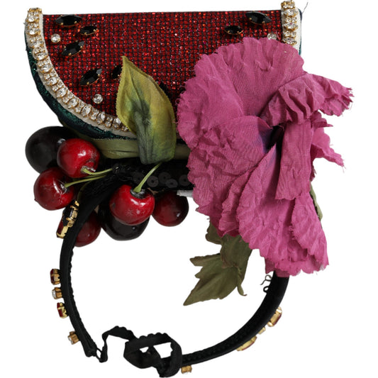 Dolce & Gabbana Mehrfarbiges Stirnband mit Frucht- und Kristalldetails