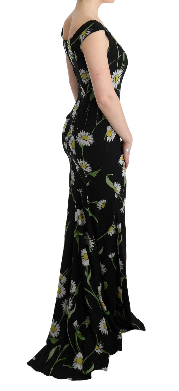 Dolce & Gabbana Sonnenblume Seidenstretch-Etuikleid