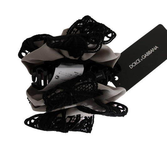Dolce & Gabbana Grau-schwarze Haarkralle mit Spitze