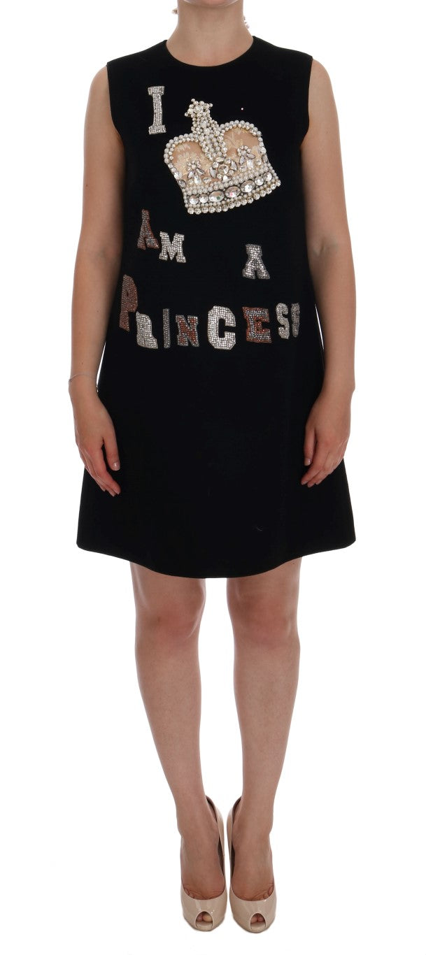 Dolce & Gabbana Schwarzes I AM A PRINCESS Kristall-Shiftkleid