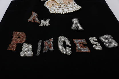 Dolce & Gabbana Schwarzes I AM A PRINCESS Kristall-Shiftkleid